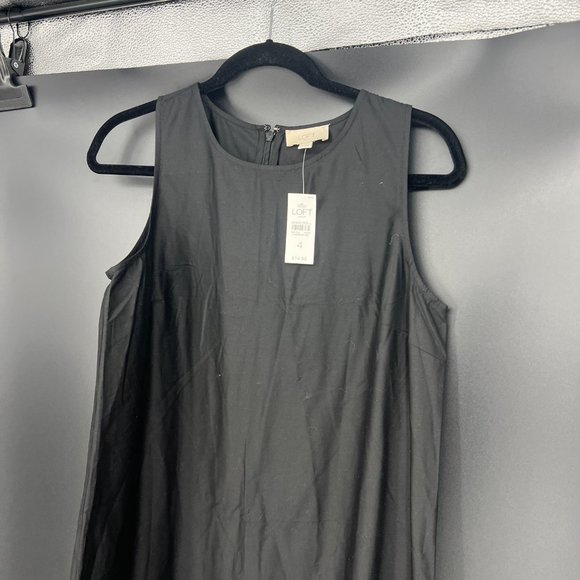 NWT! LOFT Black Tank Dress with White Embroidery - Picture 2 of 8